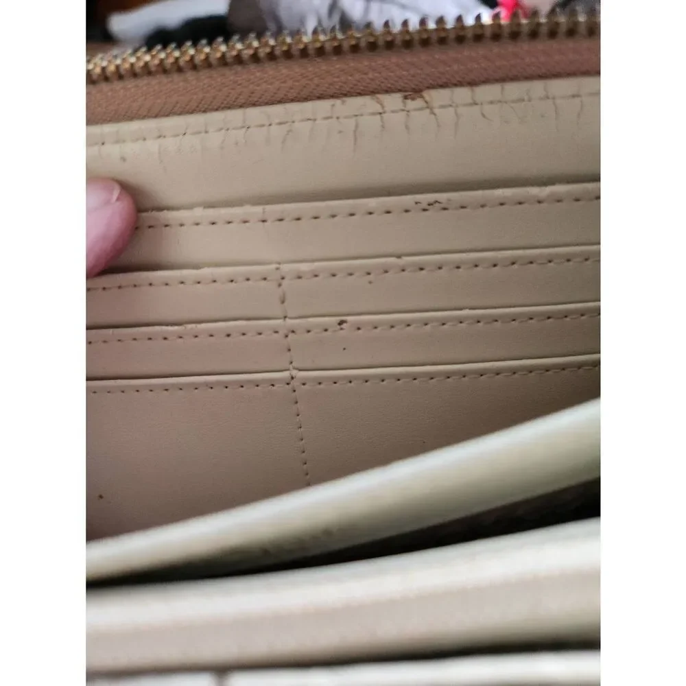 Kate Spade Cream and Pink Wallet with Bold Stripe, canvas